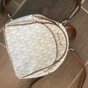 Michael Kors Collection Cream and Brown mini Backpack